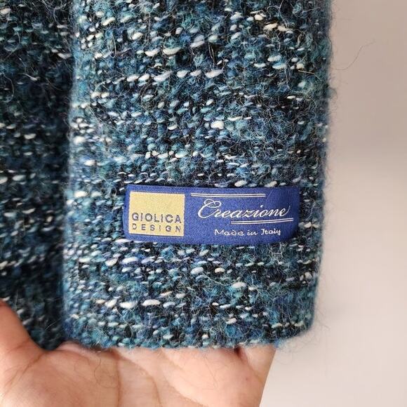 Pierre Cardin Paris Tweed Blue Long Line Blazer Jacket Large - Picture 5 of 5